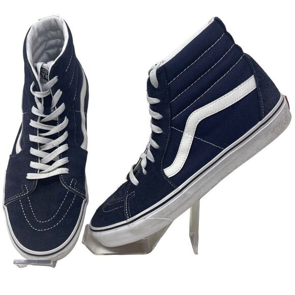 Vans Other - Vans Sk8-Hi Navy Blue & White Canvas High-Top Sneakers Size 11.5 Mens